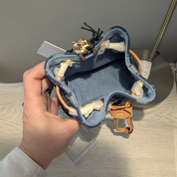 Coach Drawstring Wristlet Mini Bucket Bag in Signature Denim NWT - Picture 10 of 12